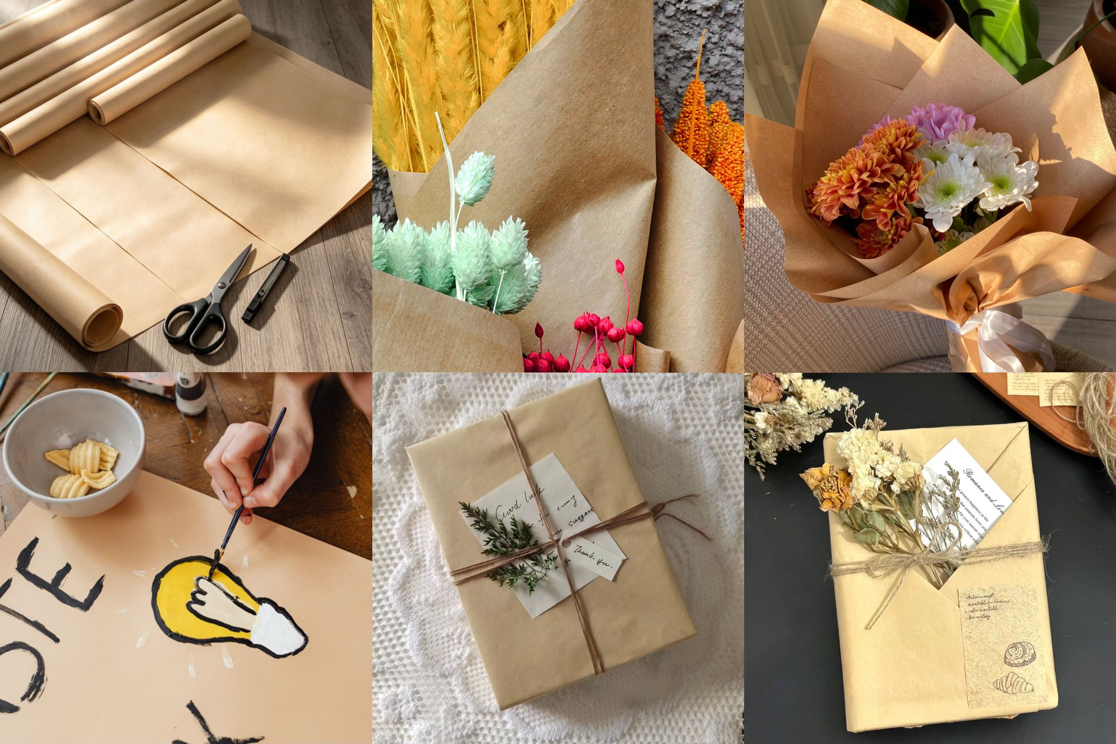 牛皮纸卷 · 产品图 03 · 包花包书绘画应用